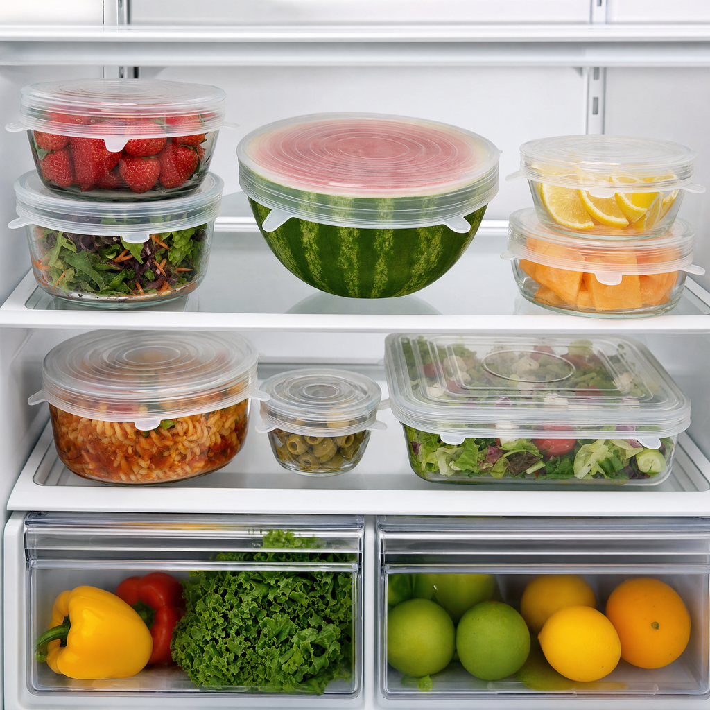 Silicone Stretch Lids – 12 Pack Reusable Food Storage Covers for Bowls, Cups, Containers – BPA Free Leakproof Kitchen Lid Set